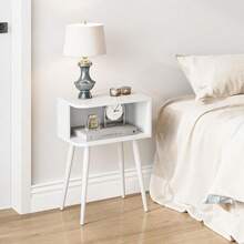 White Nightd Set Of 2 Small Bed Side Table For Small Spaces Mid Century Modern Nightd End Table With Open Storage Side Table For Bedroom Living Room Z20W2 - 白色 - 查看 5