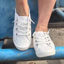 New Women's Low-Top Lace-Up Shoes, Casual, Stylish, Plus-Size, Simple And Versatile Outdoor Sports Shoes, A Must-Have For Outdoor Fitness And Jogging. - 白色 - 查看 1