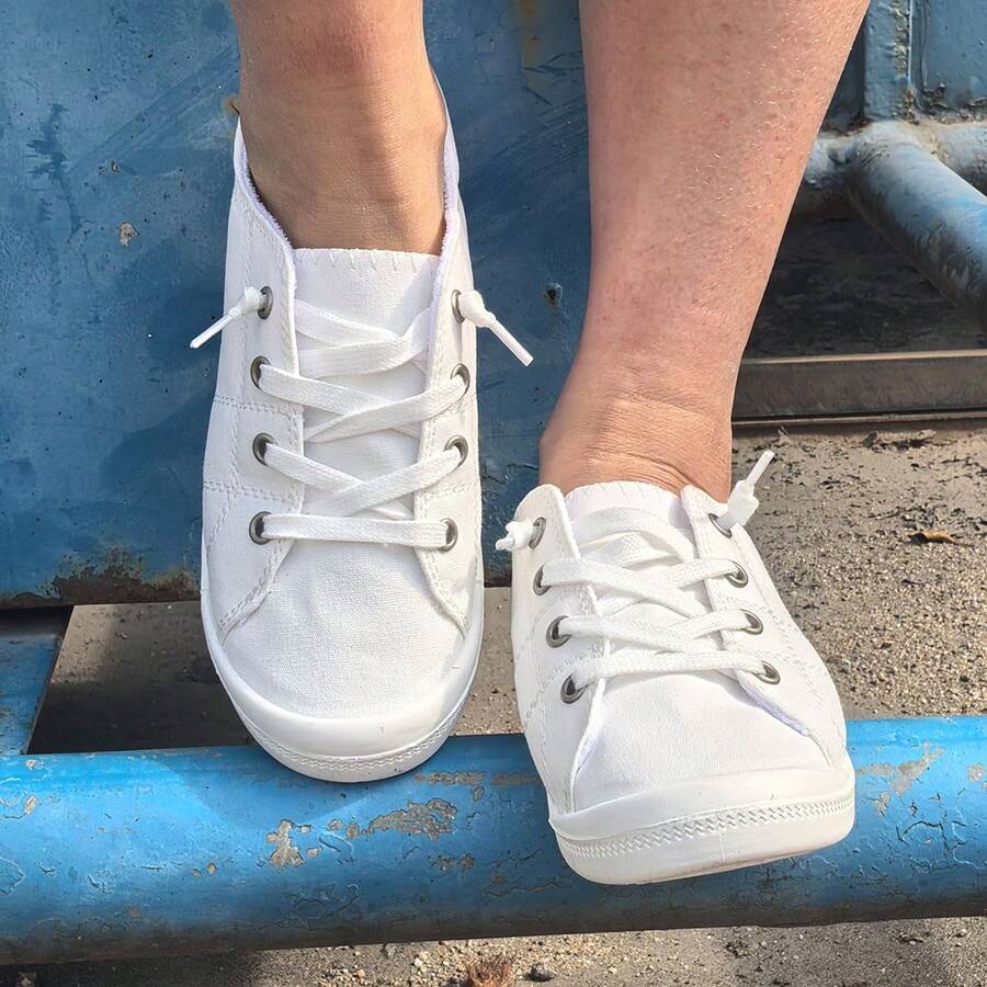 New Women's Low-Top Lace-Up Shoes, Casual, Stylish, Plus-Size, Simple And Versatile Outdoor Sports Shoes, A Must-Have For Outdoor Fitness And Jogging. - 白色 - 查看 1