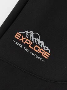 Balabala Kids Boys Fleece Jogger Pants, Autumn Winter 2025 Warm & Casual - Black - View 5