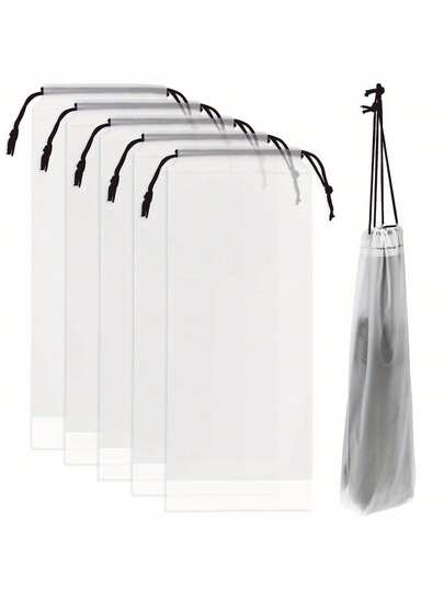 10pcs Transparent Plastic Umbrella Bags, Matte Semi-Transparent Bags With Drawstring - Waterproof, Foldable, Ideal For Storing Wet Umbrellas, Perfect For Travel And Outdoor Activities. Outdoor Umbrella Storage | Transparent Design | Secure Closure. Stylish Appearance, Reliable Drawstring Closure.