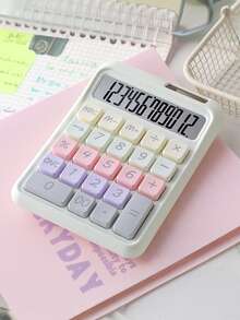 1pc 12-Digit Solar-Powered Dopamine Calculator, Made Of High-Quality Materials, Flexible Buttons, Solar + Battery Dual Power Supply, Suitable For Finance, Retail, Front Desk, School, Stylish Calculator - Single Piece - View 8