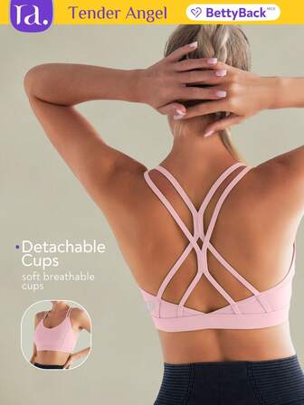 Tender Angel Women's Sports Bra With Removable Pads, Minimalist Racerback Design For Yoga, Running, Fitness