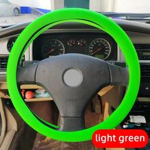 Funda de volante de silicona automotriz universal, a prueba de sudor, antideslizante, elástica, protectora para todas las estaciones, multicolor - verde claro - Ver 16