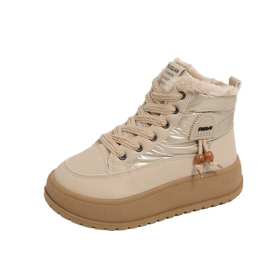 2025 Winter New Thick-Soled Fleece-Lined Warm Snow Boots For Women, Thickened Women's Shoes, Women's Shoes - 卡其 - 查看 1