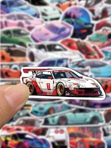 50pcs Exquisite Sports Cars Cartoon Graffiti Stickers, Creative Handbooks, Laptop, Water Cups, Guitars, Mobile Phones, Decorative Waterproof Stickers Decal Stickers,Sticker Cars,Laptop Sticker, Stickers,Stickers>Pvc,Sport Sticker,Stickers,,Car Stickers - Multicolor - View 8