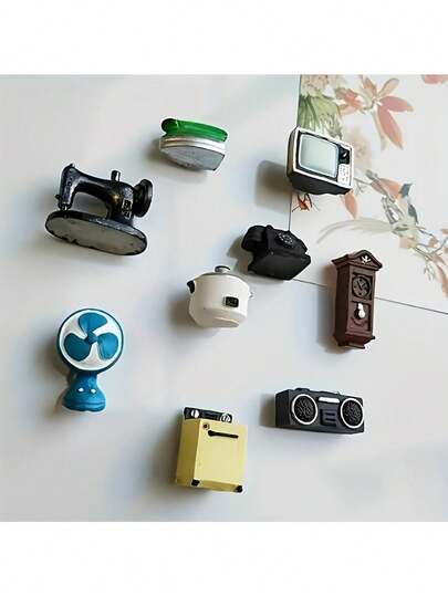 9pcs Retro Mini Fridge Magnets Decor Set, Suitable For Fridge And Kitchen Decor - Perfect For Kitchen Needs, Also An Ideal Christmas Gift, Whiteboard Magnets, Cool Fridge Magnets, Single Fridge Magnets Aesthetic, Fridge Decor, Fridge Magnets, Strong Fridge Magnets, Vintage Style, Holiday Buyer