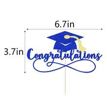 Congratulations 2025 Graduation Cake Topper,Congrats Grad Cake Decor - 2025 High Schoolsss/College/Senior Graduation Party Decorations Supplies (Dark Blue Gold){Inchcolor_nameinch:InchDarkBlueGoldinch} - 深藍色金色 - 查看 3