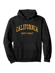 Kalifornien-Westküste-Retro-Design-Klassischer Pullover Hoodie,%, Geschenk für Männer Frauen Vater Mutter Freunde, S-, Schwarz - Schwarz - Übersicht 1