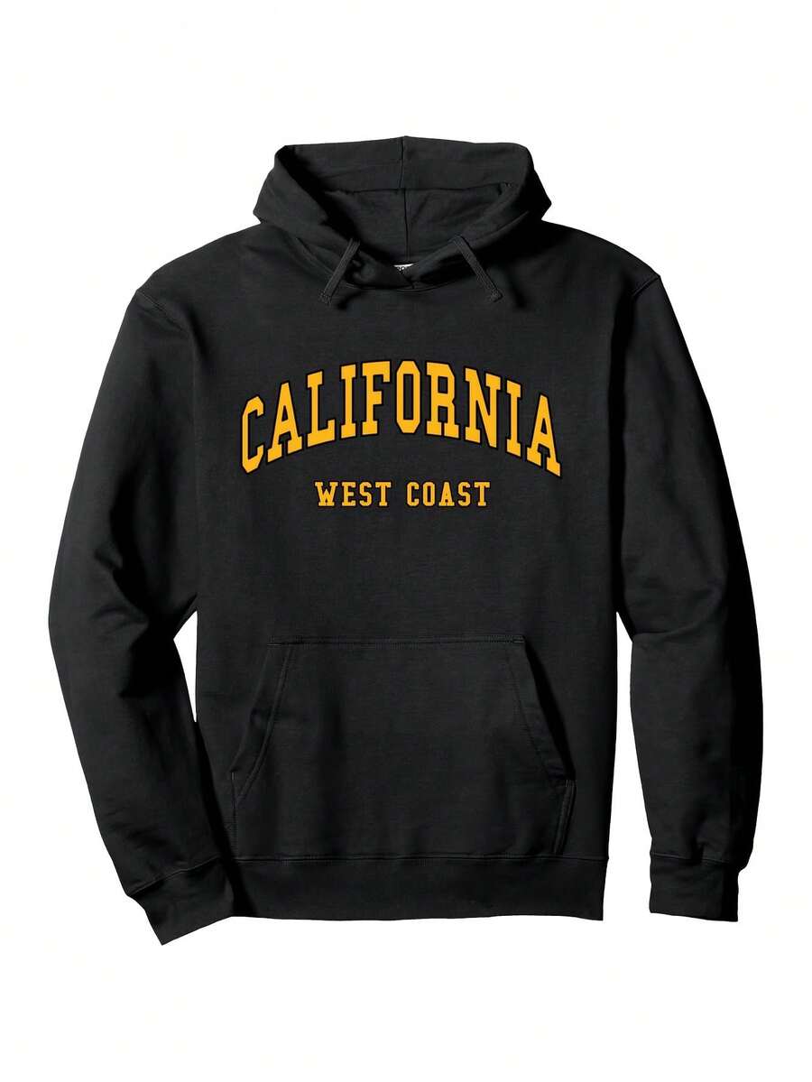 Kalifornien-Westküste-Retro-Design-Klassischer Pullover Hoodie,%, Geschenk für Männer Frauen Vater Mutter Freunde, S-, Schwarz - Schwarz - Übersicht 1