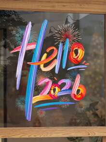 1 Sheet New Year Sticker, Festive Decoration, Hello 2026 Sticker, Window Decoration Sticker