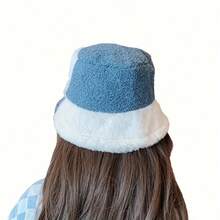 Colorblock Bucket Hat, Fashionable & Fresh, Thermal Lined, Breathable, Warm, Suitable For Autumn/Winter, Large Head Circumference, Flattering - Multicolor - View 4