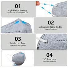 KN95 Face Mask 50 PCS Breathable Protection Masks Individually Wrapped 5-Ply KN95 Black Masks Cup Dust Safety Masks - Grey - View 3