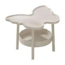 Cyber Monday 2 Tier Modern Multifunctional Butterflies Shaped Side Table, Coffee Table With Layered Storage Shelf Bedside Table Study Desk For Living Room Bedroom Office, Thanksgiving Christmas Decorations For Home - White - View 5