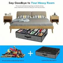 Caja de almacenamiento de zapatos de gran capacidad, plegable y transparente, de tela no tejida, organizador de zapatos debajo de la cama con múltiples compartimentos, cremallera suave, asa resistente, accesorio ahorrador de espacio para el dormitorio (estilo y color aleatorios), dormitorio - Ver 6