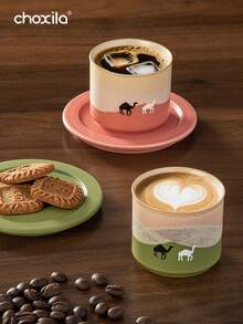 choxila 1件套骆驼图案茶杯碟套装，茶杯，中东沙特风格，招待客人用杯，沙特咖啡杯，80毫升，适用于下午茶、家庭聚会、卧室、客厅、书房、咖啡馆等场所。 - 駱駝茶杯 - 查看 5