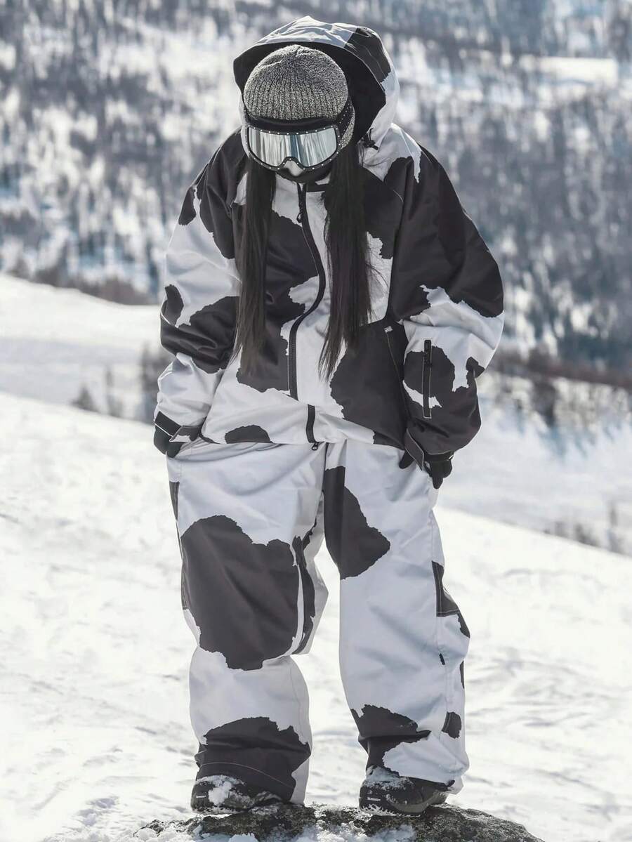 1 pieza Chaqueta/Abrigo de esquí unisex, Chaqueta de montaña con capucha para mujer, con cremalleras de ventilación y bolsillos con cremallera antiperidida, Chaqueta de snowboard para hombre para actividades al aire esquí de invierno, con estructura reforzada, equipo de esquí funcional, equipo de nieve duradero, Chaqueta de esquí para mujer