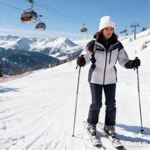 Damen-Wintermütze, warm, einfarbig, mit umgeschlagenem Rand, modisch und weich, mit Schneeflockenmuster - Weiß - Übersicht 5