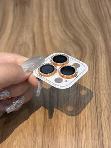 Shiny Diamond Lens Protective Case Set Compatible With IPhone 17/16/15/14/13/12/11 Pro Max - Orange - View 4