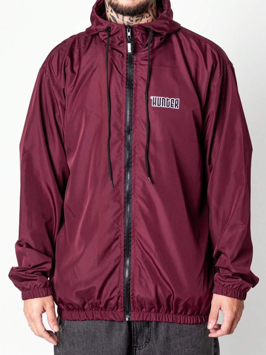 HUNTER CWB Men's Oversized Plain Windbreaker Jacket With Hood, Lightweight, Hunter Street Style, 10 Colors, 2026 - 紫紅色 - 查看 1