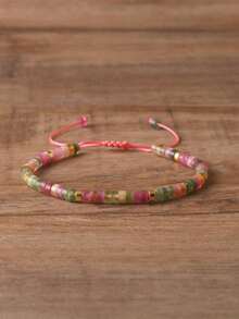 1 Pc Picasso Jasper Bead Bracelet, Adjustable High Quality, Minimalist Bracelet, Natural Stone Bracelet, Dainty Bracelet - 藍帝 - 查看 4