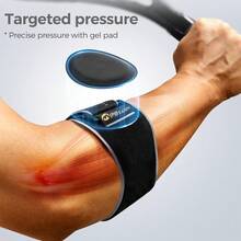 1个网球肘支撑护具，带可拆卸衬垫，男女通用可调节网球肘护具，舒适的高尔夫球肘绑带，网球肘固定器，运动及日常使用的理想之选。 - 黑色 - 查看 1