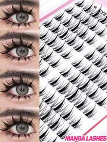 140 عنقود من الرموش الكيرلي المنفصلة، عشرة صفوف طبيعية وواقعية على الطراز الأوروبي والأمريكي، رموش مانجو مبللة، رموش صناعية متقاطعة ثلاثية الأبعاد ناعمة، رموش صناعية دور كرتوني طبيعي، أداة مكياج، مكياج يومي شعر كيرلي سميك ممدد ناعم وغير مهيج قابل لإعادة الاستخدام، هدية عيد الحب، عيد الميلاد، هالوين - الأسود - مشاهدة 1