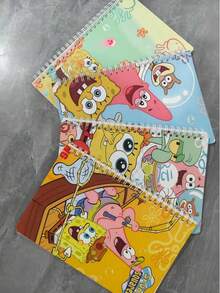 SpongeBob SquarePants 1pc/4pcs Premium  A5 Spiral Notebook, Student Notebook, Back To School Season, Fan Gift (Random Style) - Multicolor - View 3