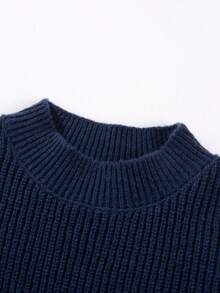 男士轻薄毛衣，时尚薄款针织套头衫，休闲美式风格，适合初秋/冬季穿着 - 藏蓝色 - 查看 9