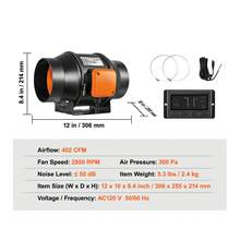Ventilador de conducto en línea de 6 pulgadas, kit de ventilador de escape HVAC, control de velocidad variable EC - 6 pulgadas EC - Ver 7