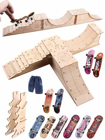 Wooden Finger Skateparks Kits Fingerboards Display Rack Metal Alloy Bridge Plastic Finger Boarding Fingertip Toys Digital Deck ﻿