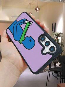 For IPhone 17ProMax 17Air 17 17pro Magnetic Case Blue Figure With Phone's Arm Abstract Satirical Vibe Phone Case Anti-Slip  Design Shockproof&Scratch-Resistant Full Protective Phone Cover For IPhone 16 15 14 13 12 11 ProMax Plus Pro X/XS Xsmax For Samsung For Galaxy S22 S23 S24 S25 Plus Ultra FE Case For Women Men - White - View 5