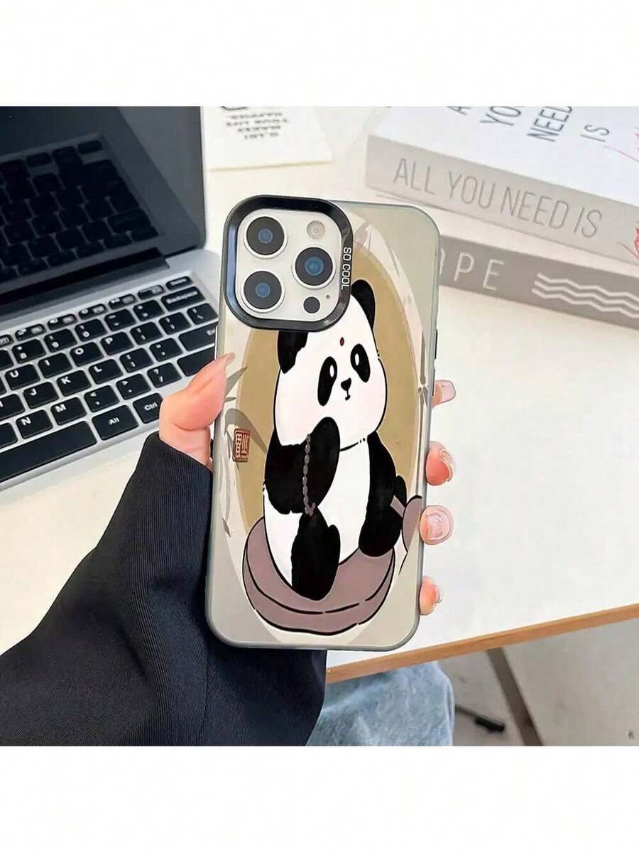 Panda Buddha Design Two Colors Acrylic Hard Case, Shockproof And Anti-Slip Protective Cover For IPhone - Silver - View 1
