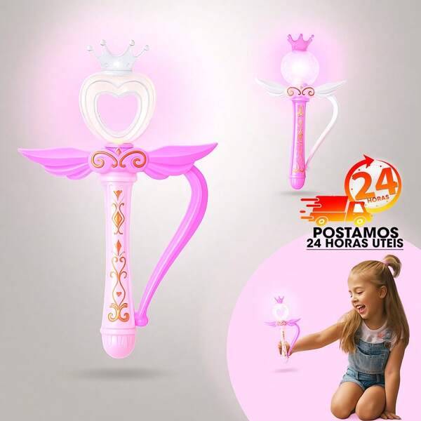 Varinha Mágica Com Luz Brinquedo Infantil Menina Fadinha acessorio fantasia