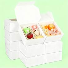 Mini Cajas Con Ventana Para Pasteles Donas Regalos Pan 50 Pz - Blanco - Ver 5