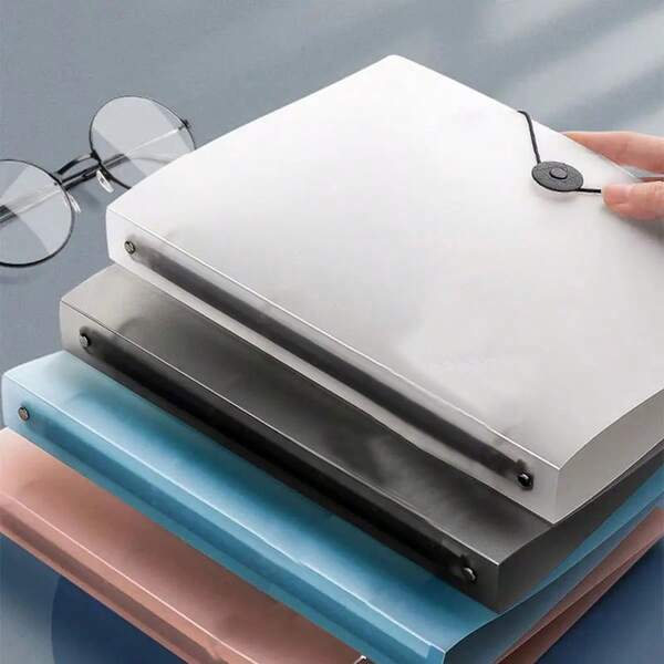 Heavy Duty 4-Ring A4 Binder, With Faux Leather/Plastic Cover - Holds 300+ Sheets, 4-Hole Punch File Organizer, Secure Closure And Clip Compatible - Suitable For Students, Teachers, Professionals In School, Office, Planner, Diary