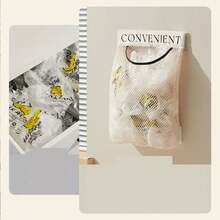 2pcs Kitchen Trash Bag Holder, Wall-Mounted Large Capacity Plastic Bag Storage Net With Hook And Loop, Easter Gift