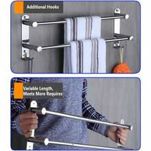 HONPHIER Adjustable Towel Rail 3Tier Bath Towel Rack SUS 304 Stainless Steel Towel Shelves With Hooks Wall Mounted Towel Holder Towel Bar For Kitchen Bathroom 4990CM Chrome - Chromeplated - View 4