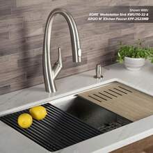 Kraus Kore Cutting Board For Workstation Kitchen Sinks 16 7/8 In. X 11 In. KCBWS301SA - 棕色 - 查看 6