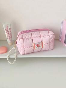 1 Stück 5 einfarbige weiche Damen Make-up Tasche mit großer Reißverschlussöffnung, geeignet für Kosmetik, Lippenstifte, Schmuck, Taschentücher, Damenbinden, Stoffdruck im süßen Stil, Kulturbeutel mit Reißverschluss, Clutch, Tasche, Damen Clutch, Geschenke für Frauen, Weihnachtsgeschenke, Geschenkideen für Frauen - Verschiedenfarbig - Übersicht 8