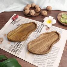 Acacia Wooden Dinner Plate, 11.3 Inches (Approximately 28.8 Centimeters), Peanut-Shaped Wooden Tray, Easy To Clean, Suitable For Holding Snacks, Desserts, Dinner, Fruits, Cheese Board, Japanese Dinner Plate, Very Suitable For Home Decoration, Table Setting, Farmhouse Storage, Kitchen Tools, Thanksgiving, New Year, Party, Birthday Gift Choice.
