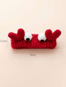 1pc Crab Design Bath Headband, Cartoon Polyester Animal Design Bath Hairlace For Bathroom, Travel Home Bathroom Decor Fall Decor Back To School Hair Accessories - Đỏ - Xem 3