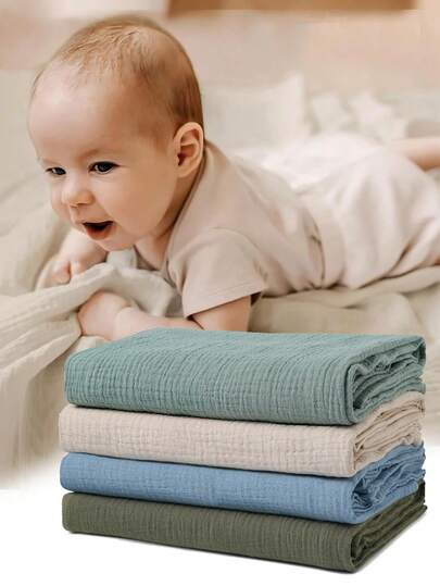 1/2pcs Newborn Muslin Swaddle Blanket, Breathable Soft Wrap, Burp Cloths, Essentials For Baby Bath