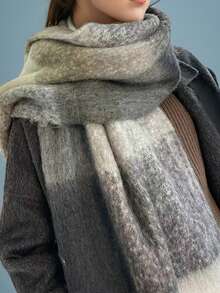 1PC Women's Autumn/Winter Solid Color Versatile College Style Elegant Coarse Beard Thick Warm Scarf, Suitable For Cold Proof Shopping And Dressing In Autumn/Winter Season