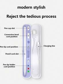 1pc Apple Pencil Storage Box, Compatible With 1st And 2nd Generation, Includes Adapter And Tip Cover, Portable - Multicolor - View 10