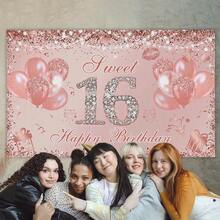 1 cái Phông nền biểu ngữ sinh nhật Sweet 16 màu vàng hồng Trang trí tiệc Sweet 16 cho bé gái Bóng bay lấp lánh Đạo cụ chụp ảnh sinh nhật 16 tuổi - Nhiều màu - Xem 4