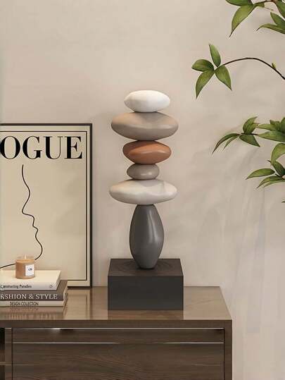 寓意吉祥的精美叠石装饰雕塑 - 非常适合摆放在客厅、电视柜或桌面上 | 理想的乔迁礼物。