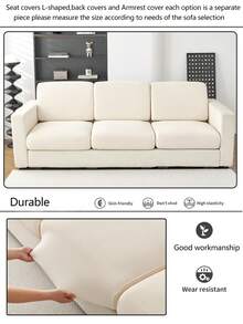 1件装弹力沙发套，防滑全覆盖沙发座套，四季皆宜，加厚面料，可机洗，防尘防污，米色纹理图案，宠物友好，可调节尺寸，适用于转角沙发，也适用于卧室、办公室、客厅组合式沙发和L型沙发，毯子和1/2/3/4座套可选，可手洗
