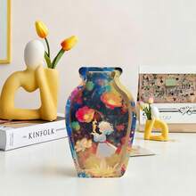 1pc Cute Star Shaped Piggy Bank, Creative "Jellyfish In A Bottle" Piggy Bank, Unique "Flowers And Girl" Piggy Bank, New Year Gift For Family, Friends, Roommates, Classmates, Desktop Decor And Storage, 1pc 3D Water Bottle Shaped Desktop Decor Piece, Acrylic Double-Sided Different Prints, Suitable For Dried Flowers And Artificial Plants, Multi-Functional Decor Piece - Multicolor - View 10