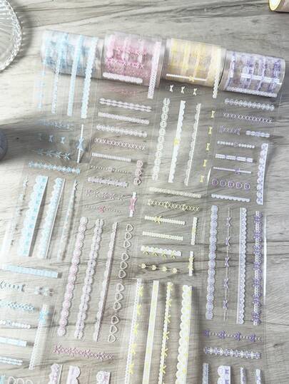 1 Roll Lace Style PET Decorative Tape, Suitable For Scrapbooking, Diary, DIY Crafts, Photo Album